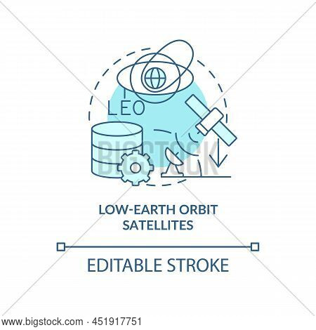 Low-earth Orbit Satellites Turquoise Concept Icon. Wireless System. Spacetech Trend Abstract Idea Th