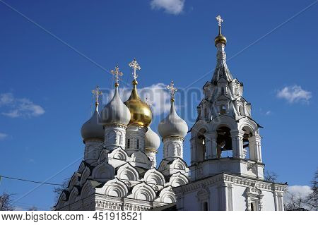 Moscow Russia - March 2022: Historical Center Of Moscow. Popular Tourist Spot. Nikolskaya Church On 