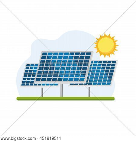 Solar Panels Or Alternative Sources Of Energy Isolated On White Background. Sun Energy Concept. Eco 