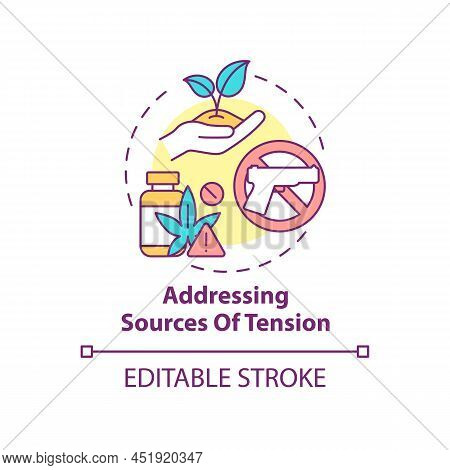 Addressing Sources Of Tension Concept Icon. Armed Conflicts Prevention Solution Abstract Idea Thin L