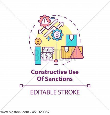Constructive Use Of Sanctions Concept Icon. Way Of Armed Hostilities Prevention Abstract Idea Thin L