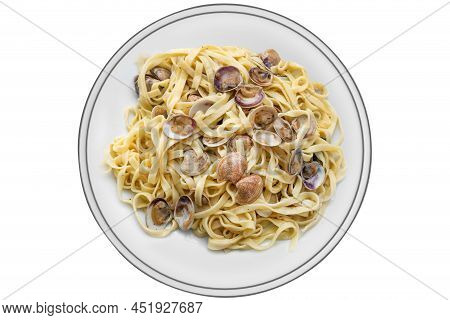 Fresh Cooked Italian Pasta. Noodles With Clams