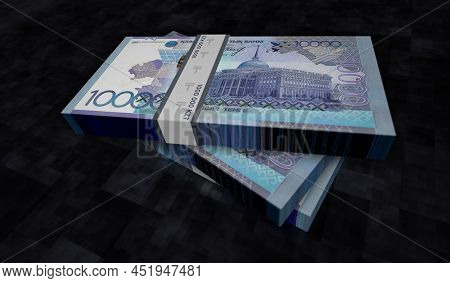Kazakh Tenge Money Banknotes Pack 3D Illustration