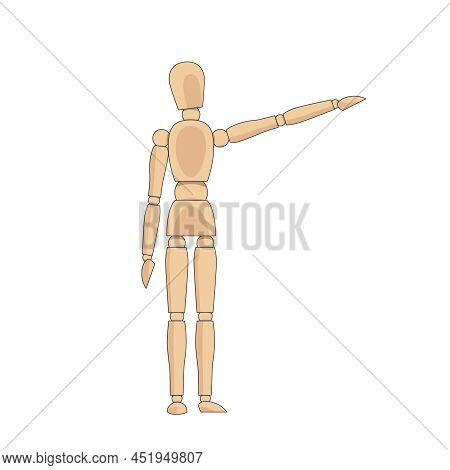 Wooden Man Model, Manikin To Draw Human Body Anatomy Pose. Mannequin Control Dummy Figure Vector Sim