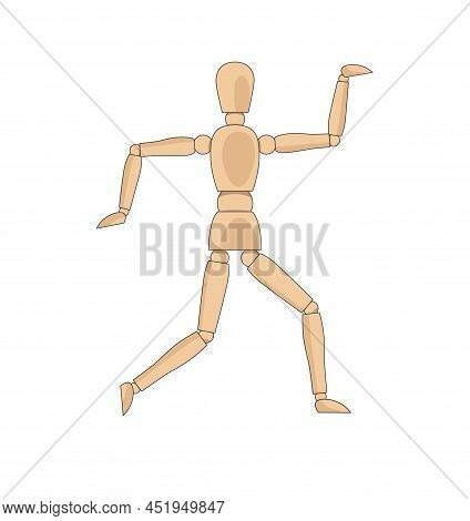 Wooden Man Model, Manikin To Draw Human Body Anatomy Egyptian Pose. Mannequin Control Dummy Figure V