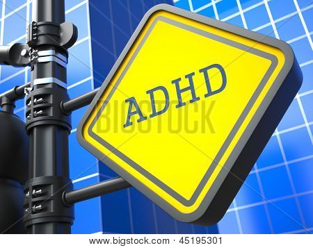 Lääketieteellinen käsite. ADHD reittimerkki.