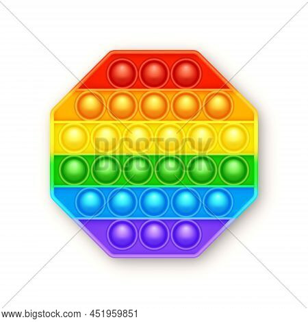 Colorful Silicone Anti-stress Pop It Toy Isolated On White Background. Trendy Sensory Game For Child
