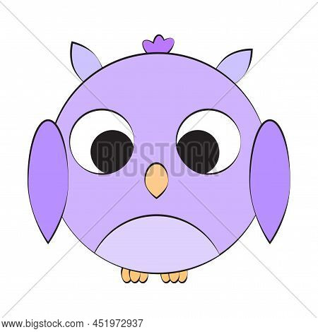Cartoon Character Purple Owl On White Background. Kid Graphic. Vector Illustration. Stock Image.