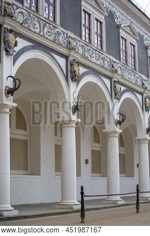 Dresden, Germany - September 23, 2020 : Johanneum (stallhof), 16th-century Renaissance Building,  Co