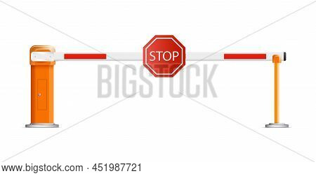 Barrier Flock.parking Zone Turnpike On White Background Vector Illustration.railroad And Parking Zon