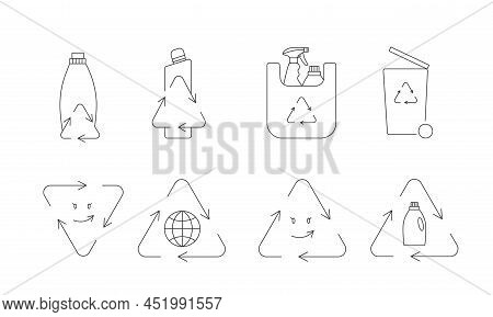 Eco-friendly Packaging - Recycle Cleaning Bottle Icon Concept Of Waste Sorting. Editable Stroke. Vec