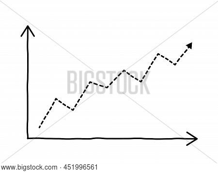 Growth Line Chart. Hand-drawn Doodle Drawing. Simple Vector Illustration.