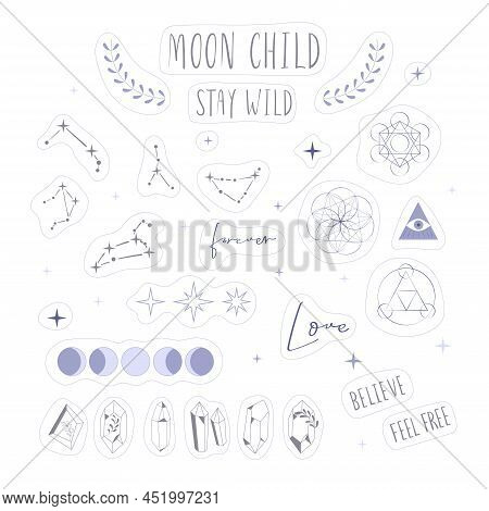 Boho Witch And Magic Collection With Celestial Constellation And Star