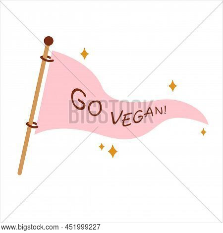 Vegan Inspirational Poster With Hand And Carrot As Megaron. Go Vegan. For T-shirts, Bags, Badges, St