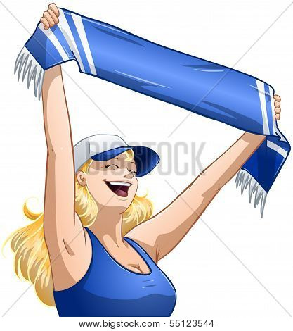 Woman Holds Sports Team Scarf And Shouts