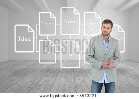 Composite image of suave man in a blazer posing