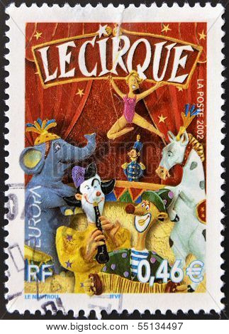 FRANCE - CIRCA 2002: A stamp printed in France dedicated to circus circa 2002
