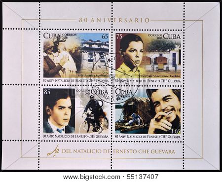 Stamps printed in Cuba dedicated to 80th anniversary of the birth of Ernesto Che Guevara