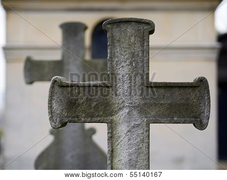 old nameless tombstone in cemetery setting shallow depth of field