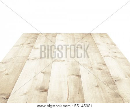 Wooden table isolated on white