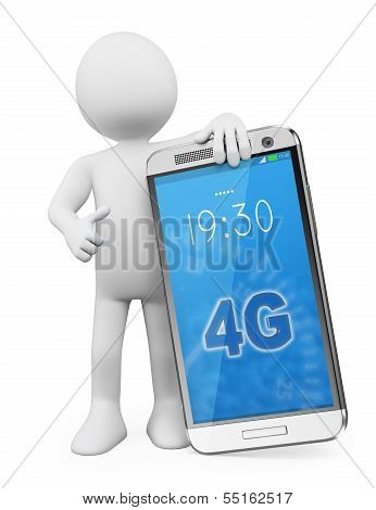 3D White People. 4G Lte Mobile Phone