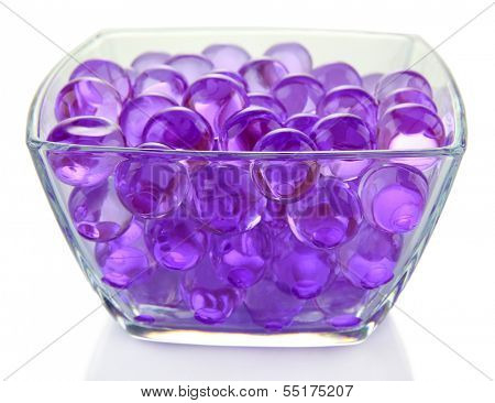 Transparent vase with hydrogel isolated on white