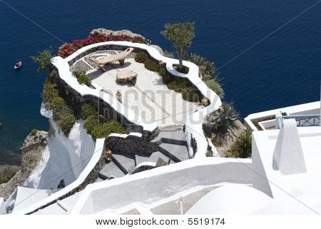 Panoramatický pohled z Oia na ostrově santorini