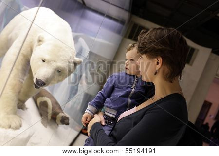 Mother With Son And Polar Bear