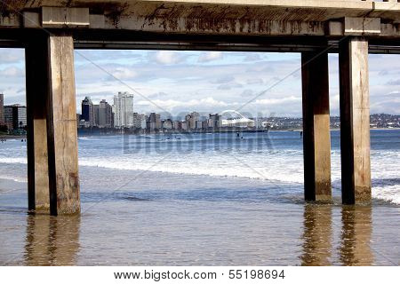 View Of Durban's Golden Mile Beachfront Framed By Pier