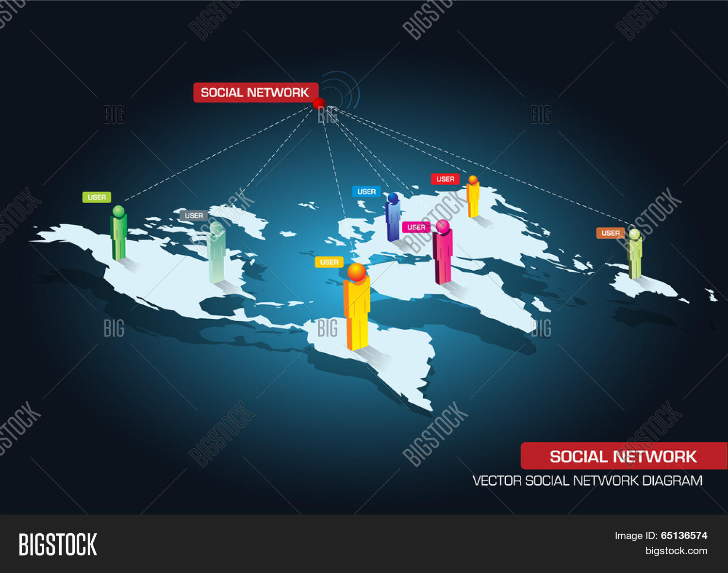 Social Computer Network Vector Vector 矢量图和照片(免费试用) | Bigstock