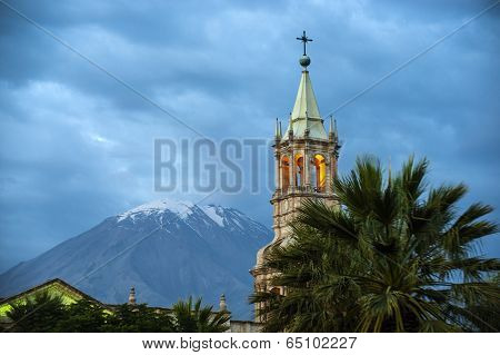 Volcano El Misti Overlooks The City Arequipa In Southern Peru