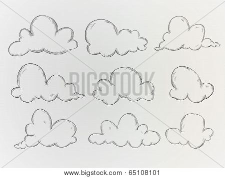 Clouds Sketch Vector Pack