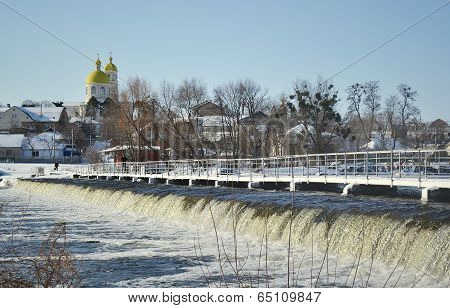 Dam in the winter morning,