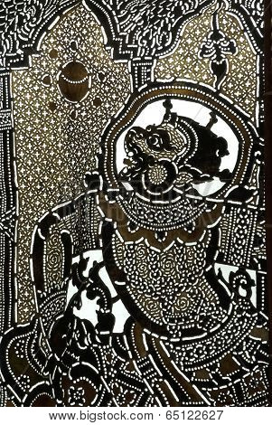 Thai  Shadow Puppet –hanuman’s Yawn (closeup)