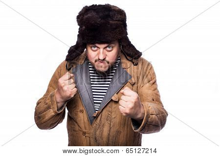 Angry russian man ready for a fight