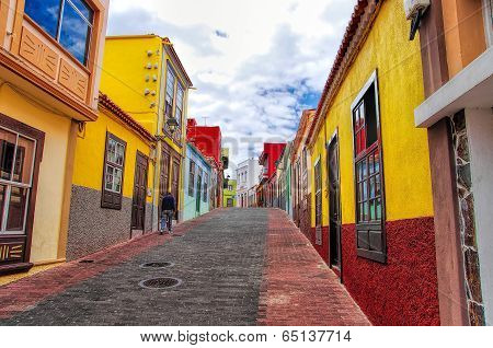 Colorful Townhouses In The Center Of Tazacorte La Palma, Canary Island, Spain