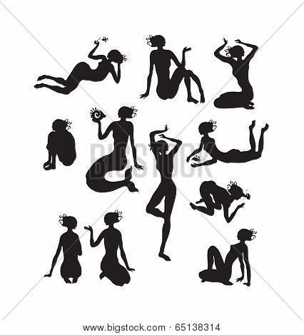 Silhouettes of women