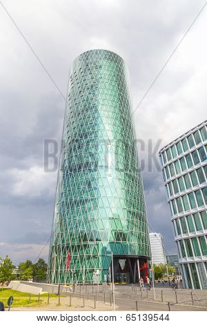 Westhafen Tower In The Harbor Area In Frankfurt