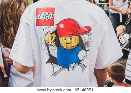 Detail Of A T-shirt At Lego Village In Milan, Italy