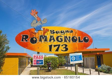 Signboard Resort Hotel On The Coast  In Cervia, Italy