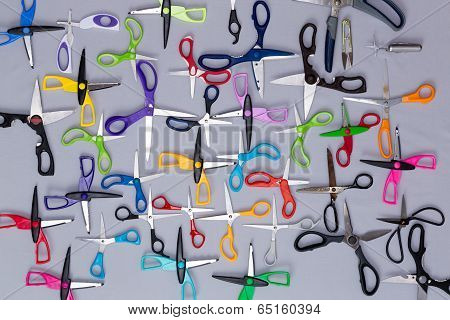 Background Of Multiple Household Scissors