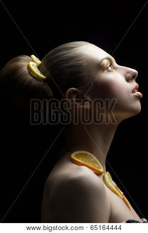 Woman with fruits