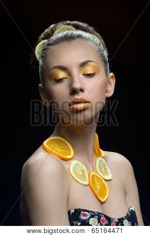Woman with fruits