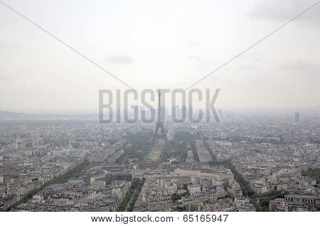 Foggy Paris. View from Monparnas Tower. France