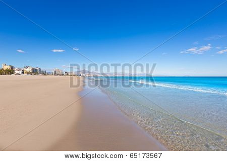 Alicante San Juan beach beautiful Mediterranean sea at Spain valencian Community