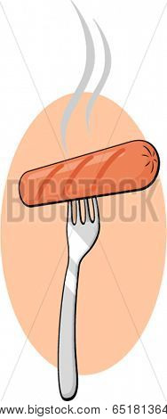 grilled sausage in fork