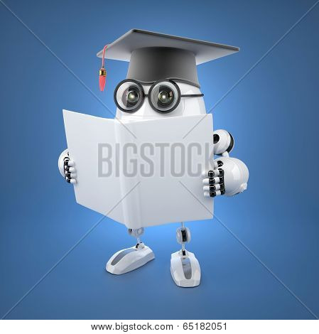 Robot Bachelor With Blank Book.