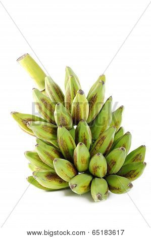 Green Bananas On White Background