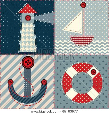 Patchwork Squares In A Marine Style