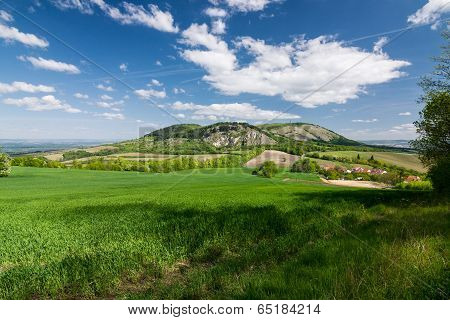 Spring Countryside With Blue Sky And Clouds - Palava Hills, Czech Republic